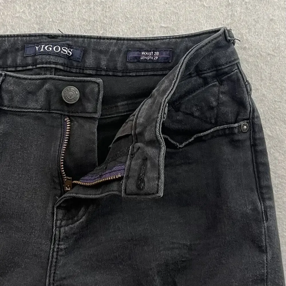Vigoss The Jagger Jeans Women’s 28 Black Distressed Super Skinny 29 Inseam